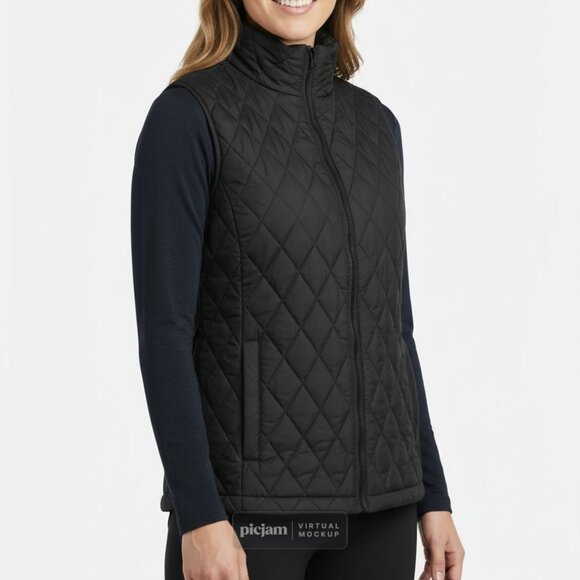 Women's time and tru quilted vest color Black size medium - Picture 2 of 9